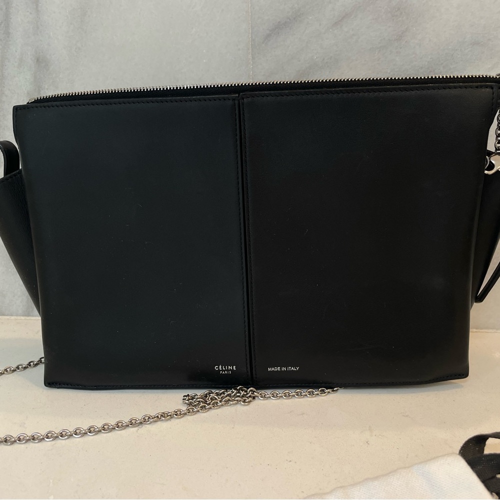 Celine Black Crossbody Bag with Silver Chain